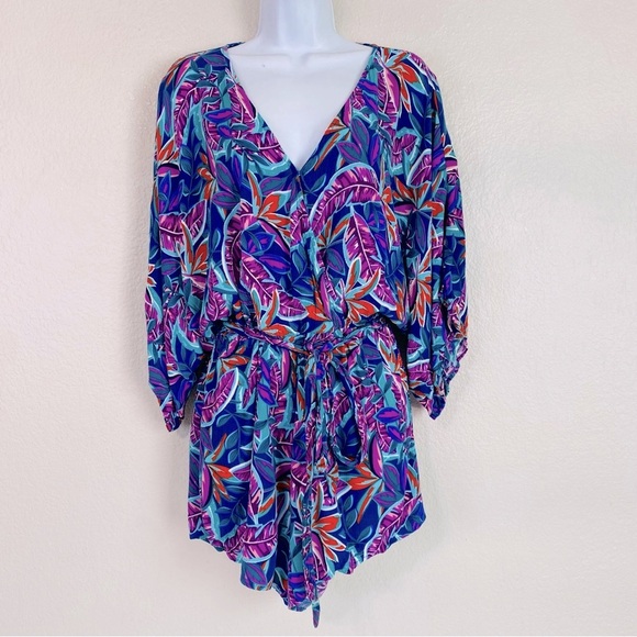 Lulus Hypnotized Purple Print Surplice Romper Size L - Picture 2 of 6